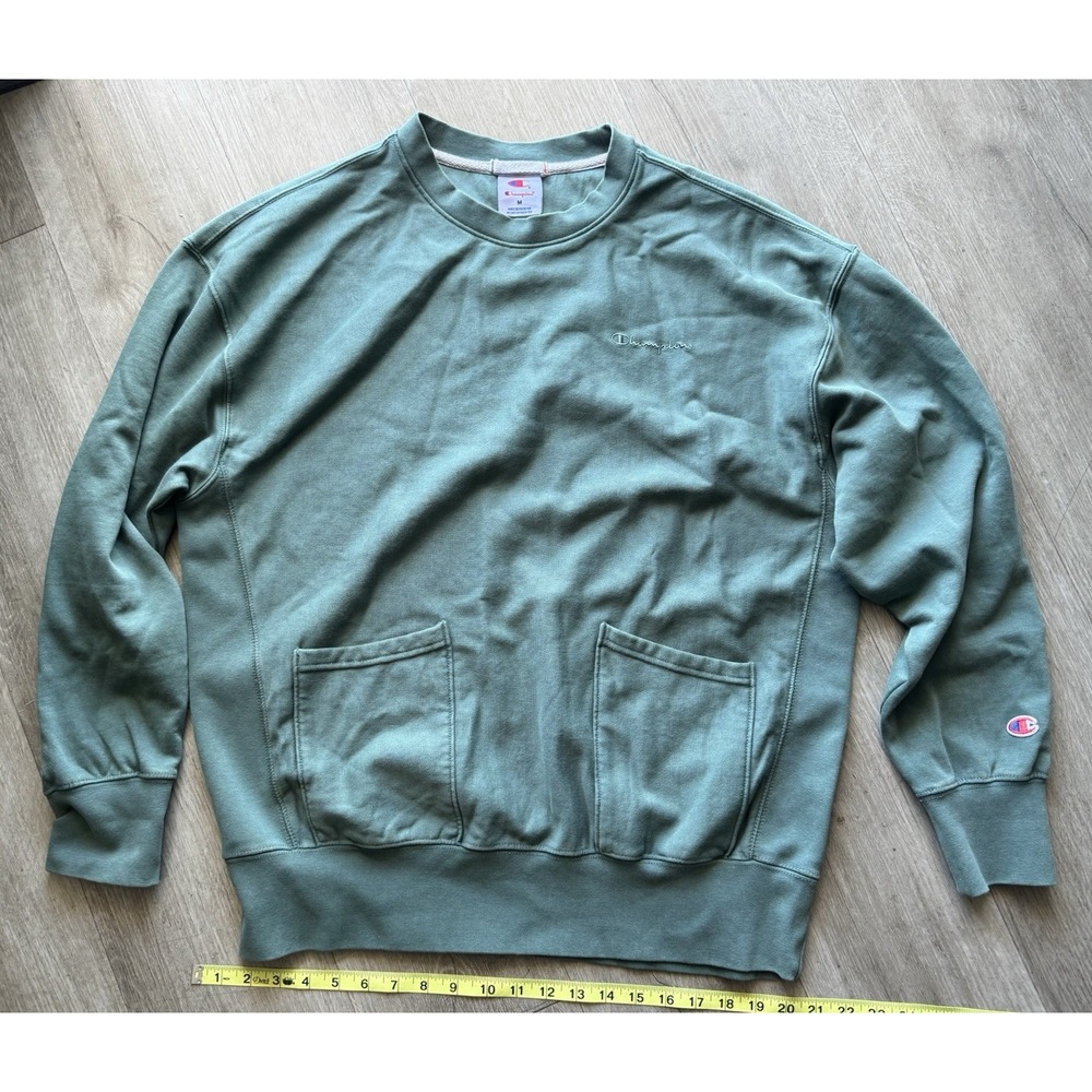 Champion Reverse Weave Green Crewneck Sweatshirt Men's Medium USA Patch